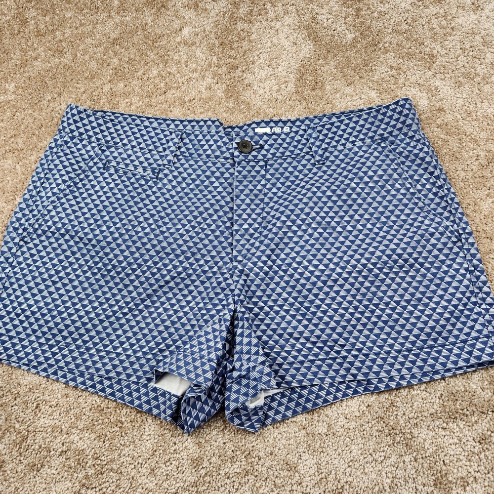 GAP Women Blue White Geometric Triangle Print Cotton Chino Shorts Size 8 Regular